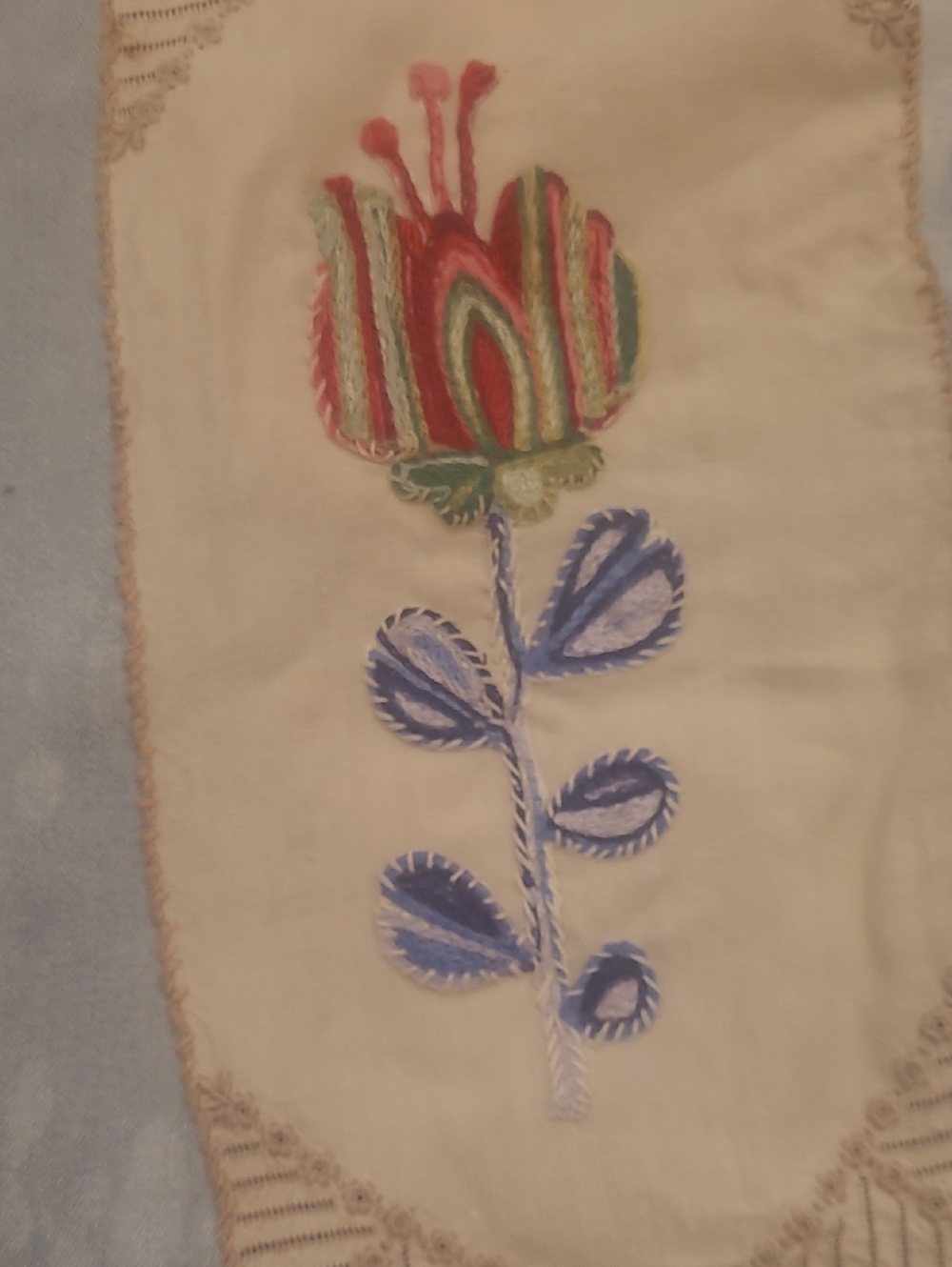 Light Wash Embroidered Women’s Denim Overalls with Pink Trim - Picture 5 of 12
